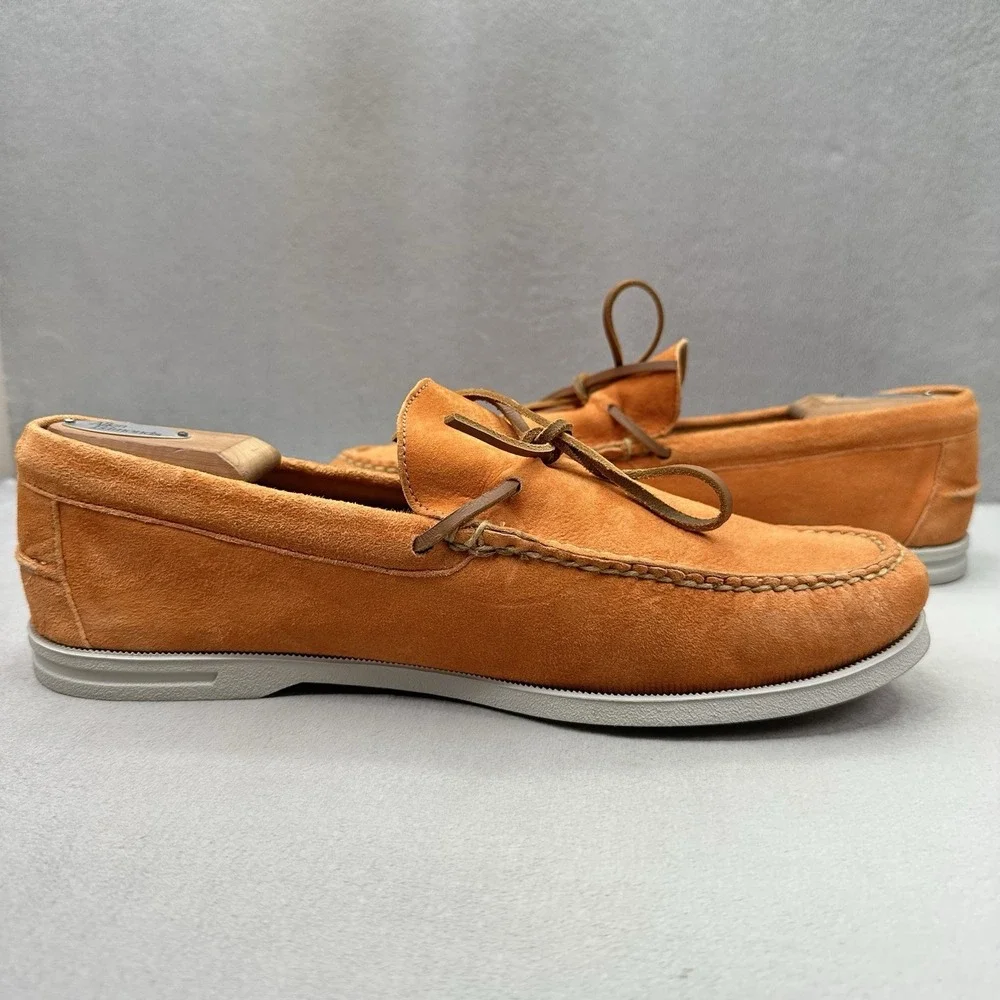 Peter Millar Excursionist Mens Size 11.5 (M) Boat Shoes Papaya Suede Slip-On EUC